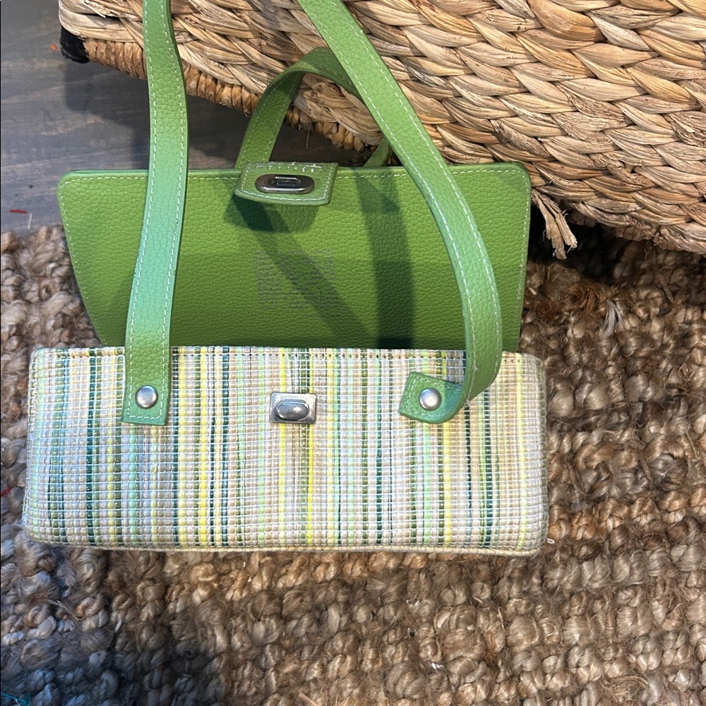 Matt & Nat Montreal Cruelty-Free Vegan Green Woven  Box Handbag